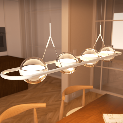 Modern Pendant Light with Adjustable Height & Glass Globe | Stylish LED Lighting for Dining Rooms and Kitchens
