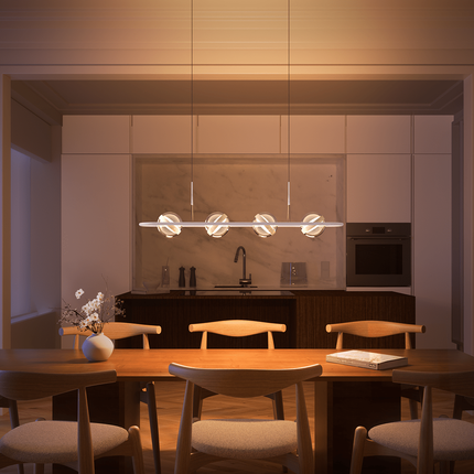 Modern Pendant Light with Adjustable Height & Glass Globe | Stylish LED Lighting for Dining Rooms and Kitchens