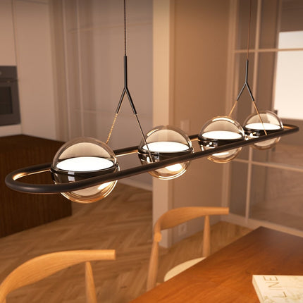 Modern Pendant Light with Adjustable Height & Glass Globe | Stylish LED Lighting for Dining Rooms and Kitchens