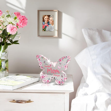 Mothers Day Acrylic Display Plaque with Butterfly Design | Heartfelt Keepsake Gift for Moms