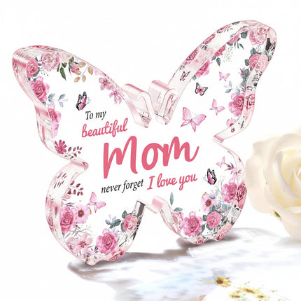 Mothers Day Acrylic Display Plaque with Butterfly Design | Heartfelt Keepsake Gift for Moms