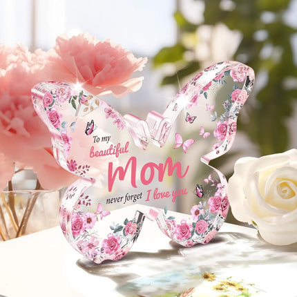 Mothers Day Acrylic Display Plaque with Butterfly Design | Heartfelt Keepsake Gift for Moms
