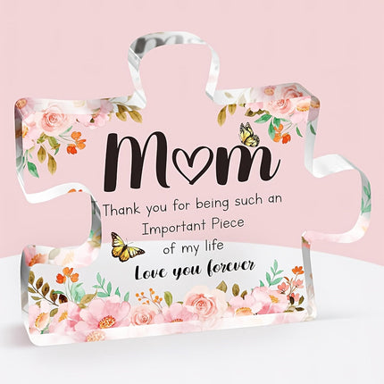 Acrylic Puzzle Shape Display with Floral Butterfly Design | Meaningful Keepsake Gift for Mother's Day and Home Decor