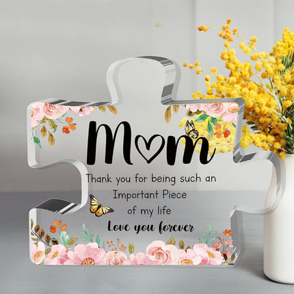 Acrylic Puzzle Shape Display with Floral Butterfly Design | Meaningful Keepsake Gift for Mother's Day and Home Decor