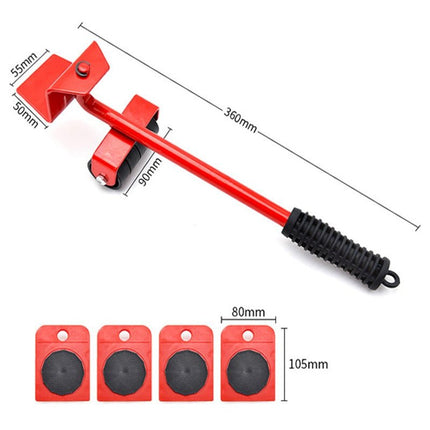 Furniture Lifter and Roller Set, 200kg Wheel Bar and 4 Wheeled Movers for Hardwood, Laminate and Carpet