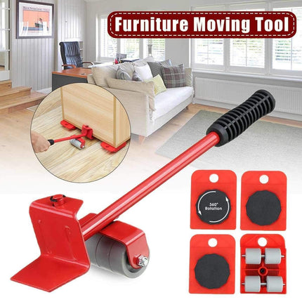 Furniture Lifter and Roller Set, 200kg Wheel Bar and 4 Wheeled Movers for Hardwood, Laminate and Carpet