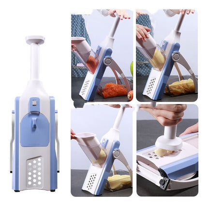 Vegetable Slicer with Adjustable Thickness Blades, Lever Press Cutter for Slicing, Dicing, Julienne and Waffle Cuts
