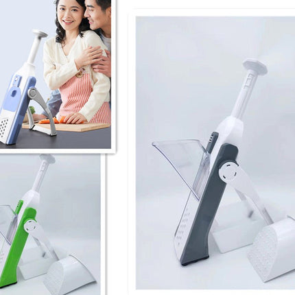 Vegetable Slicer with Adjustable Thickness Blades, Lever Press Cutter for Slicing, Dicing, Julienne and Waffle Cuts