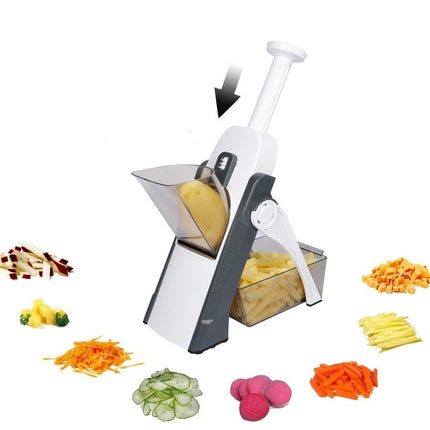 Vegetable Slicer with Adjustable Thickness Blades, Lever Press Cutter for Slicing, Dicing, Julienne and Waffle Cuts