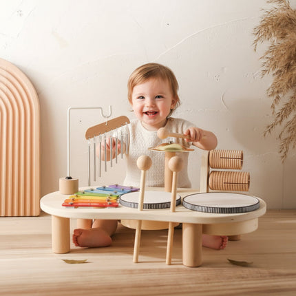 Wooden Musical Learning Table with Multi-Instrument Set | Engaging Activity for Creative Play and Motor Skill Development