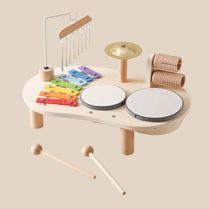 Wooden Musical Learning Table with Multi-Instrument Set | Engaging Activity for Creative Play and Motor Skill Development