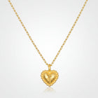 Gold Heart Necklace for Women, Pendant Necklace with Hammered Heart Charm, Dainty Layering Necklace for Women_00