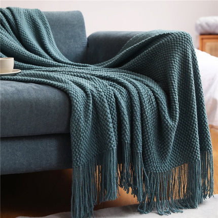 Knitted Throw Blanket for Couch, Soft Knit Blanket for Sofa and Bed, Nordic Warm Blanket for Winter Living Room