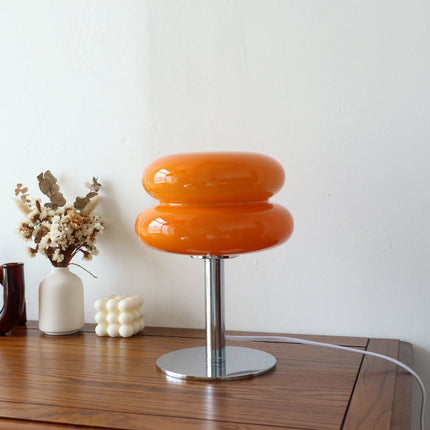 Handcrafted Italian Glass Table Lamp with Chrome Base | Soft Ambient Lighting for Bedroom and Living Room