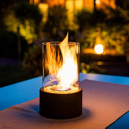 Decorative Oil Lamp with Clear Glass Cylinder | Elegant Tabletop Accent for Warm Ambiance