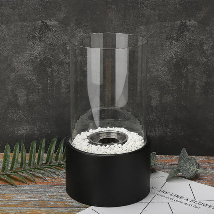 Decorative Oil Lamp with Clear Glass Cylinder | Elegant Tabletop Accent for Warm Ambiance