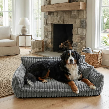 Washable Dog Sofa Bed with Raised Edges | Supportive Resting Space for Large Dogs