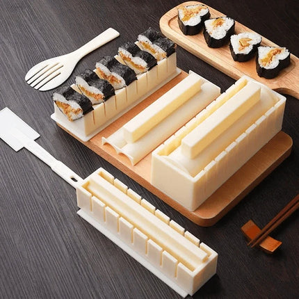 Sushi Making Mold Set with Shape Molds and Slice Guides for Even Rolls and Rice Balls at Home