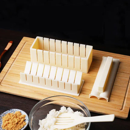 Sushi Making Mold Set with Shape Molds and Slice Guides for Even Rolls and Rice Balls at Home
