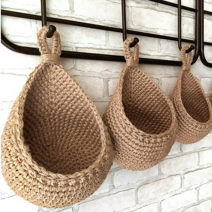 Hanging Fruit Basket for Wall, Handwoven Hanging Baskets for Kitchen – image 5