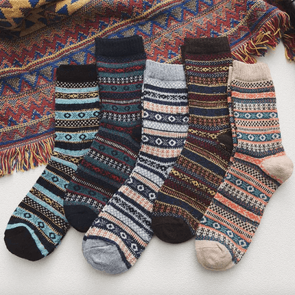 Warm Socks for Men and Women, Scandinavian Nordic Socks 5 Pairs, Cozy Winter Socks for Cold Weather