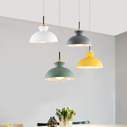 Modern Single Pendant Dome Light with Adjustable Height | Scandinavian Metal Lamp for Versatile Indoor Use