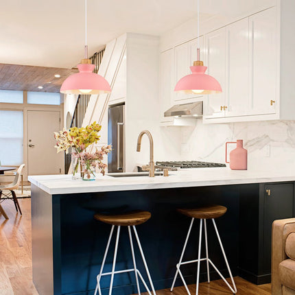 Modern Single Pendant Dome Light with Adjustable Height | Scandinavian Metal Lamp for Versatile Indoor Use