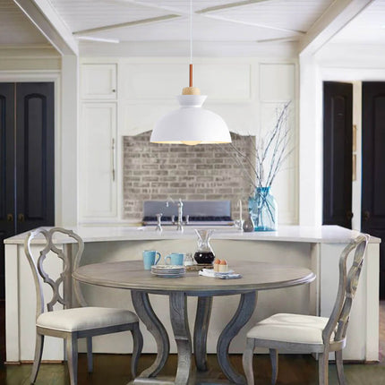 Modern Single Pendant Dome Light with Adjustable Height | Scandinavian Metal Lamp for Versatile Indoor Use