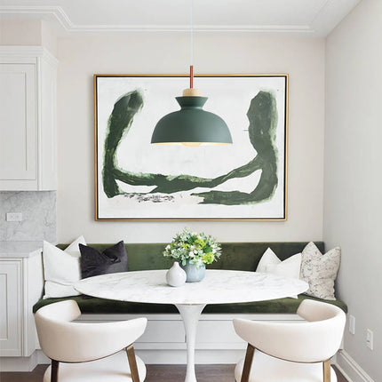 Modern Single Pendant Dome Light with Adjustable Height | Scandinavian Metal Lamp for Versatile Indoor Use