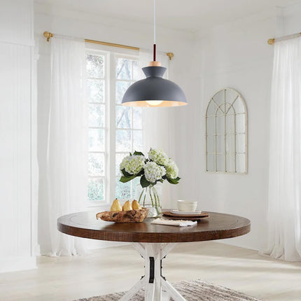 Modern Single Pendant Dome Light with Adjustable Height | Scandinavian Metal Lamp for Versatile Indoor Use