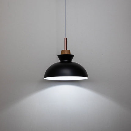 Modern Single Pendant Dome Light with Adjustable Height | Scandinavian Metal Lamp for Versatile Indoor Use