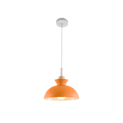 Modern Single Pendant Dome Light with Adjustable Height | Scandinavian Metal Lamp for Versatile Indoor Use