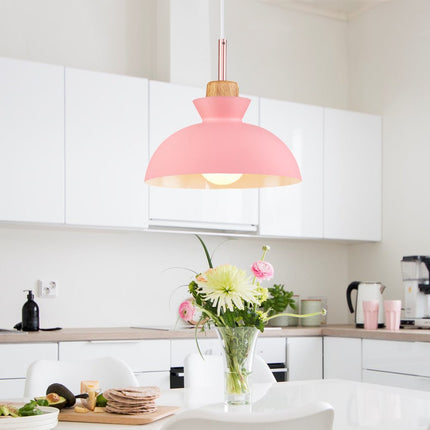 Modern Single Pendant Dome Light with Adjustable Height | Scandinavian Metal Lamp for Versatile Indoor Use