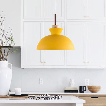 Modern Single Pendant Dome Light with Adjustable Height | Scandinavian Metal Lamp for Versatile Indoor Use