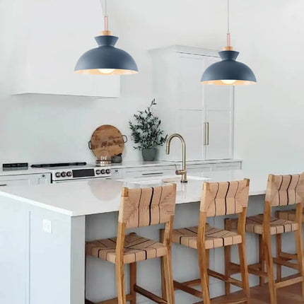 Modern Single Pendant Dome Light with Adjustable Height | Scandinavian Metal Lamp for Versatile Indoor Use