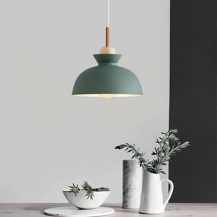 Modern Single Pendant Dome Light with Adjustable Height | Scandinavian Metal Lamp for Versatile Indoor Use