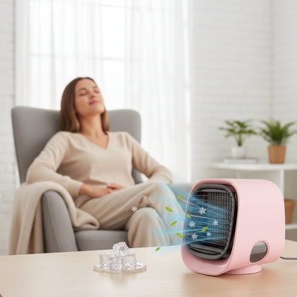 Mini Air Conditioner Fan with USB Power & Humidifying Mist | Portable Cooling for Desk and Personal Use