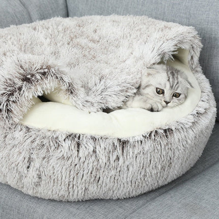Cozy Pet Cave Bed with Soft Plush Comfort | Half-Covered Design for Cats and Dogs