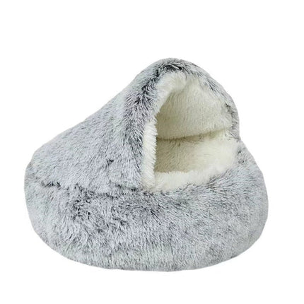 Cozy Pet Cave Bed with Soft Plush Comfort | Half-Covered Design for Cats and Dogs