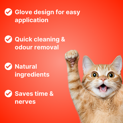 Disposable Pet Cleaning Gloves with Deodorizing Wipes | Quick Cleanup for Cats and Dogs