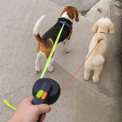 Retractable Dual Dog Leash with Tangle-Reducing Design | Control Two Dogs Up to 3 m for Confident Walks