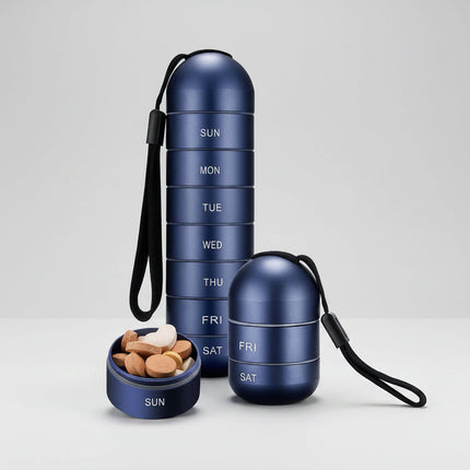 Portable Pill Organizer Case with 7 Modular Compartments | Travel-Friendly Medication Management for Daily Doses