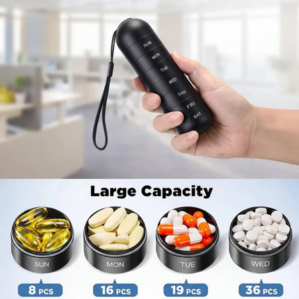 Portable Pill Organizer Case with 7 Modular Compartments | Travel-Friendly Medication Management for Daily Doses