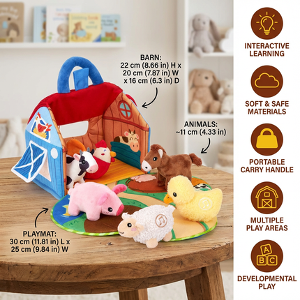 Interactive Farm Animal Plush Playset with Soft Toys | Portable Educational Fun for Imaginative Learning