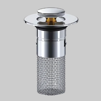 Pop-Up Sink Stopper Drain Cover with Basket Strainer | Easy Installation for Clog Reduction and Odor Control