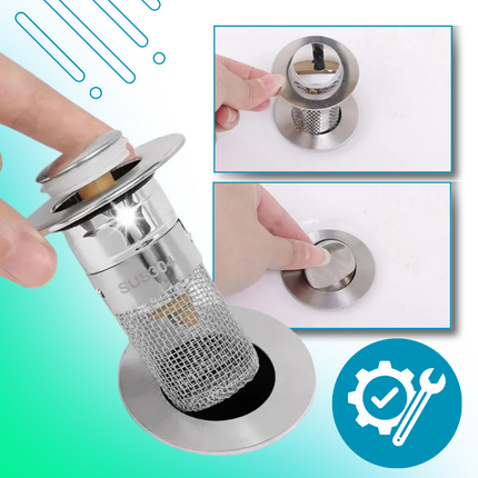 Pop-Up Sink Stopper Drain Cover with Basket Strainer | Easy Installation for Clog Reduction and Odor Control