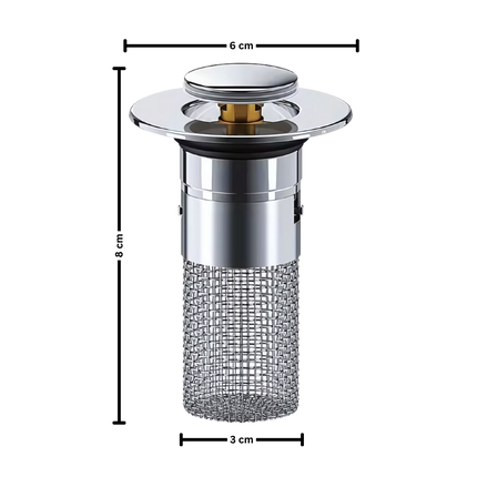 Pop-Up Sink Stopper Drain Cover with Basket Strainer | Easy Installation for Clog Reduction and Odor Control