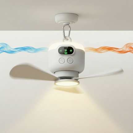 Portable Camping Fan with Remote Control & LED Light | Rechargeable 8000mAh Battery for Outdoor Comfort
