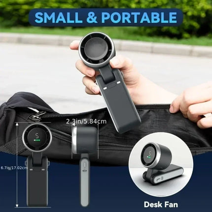 Portable Neck Fan with 5-Speed Airflow | Rechargeable Clip-On Handheld Design for On-the-Go Cooling