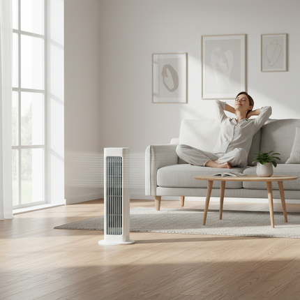 Portable Tower Fan with Oscillating Airflow | Energy-Efficient Cooling for Home and Office Comfort